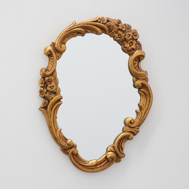 Rococo Style Gilt Mirror with Floral Garlands, Italy, 1950s For Sale - Image 11 of 11