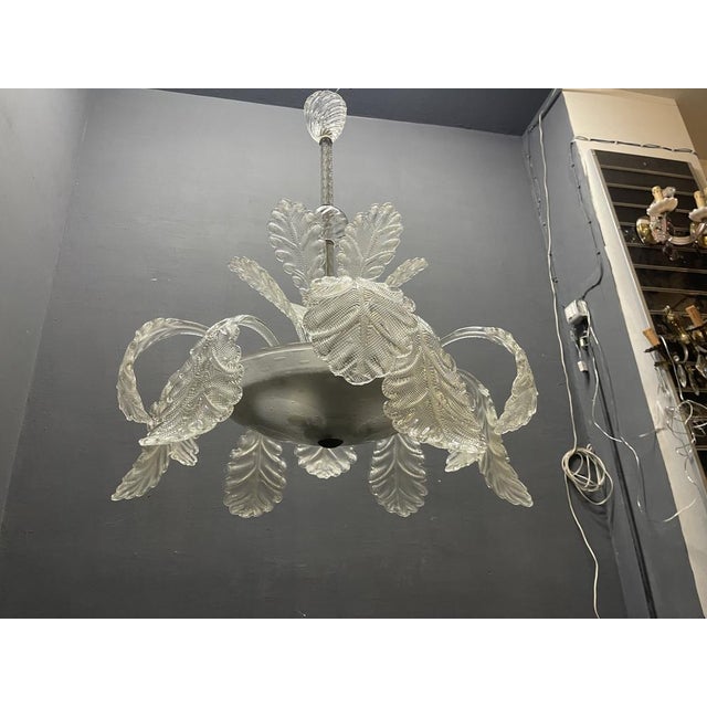 Large Murano Glass Leaf Chandelier attributed to Barovier & Toso, Italy, 1950s For Sale - Image 9 of 10