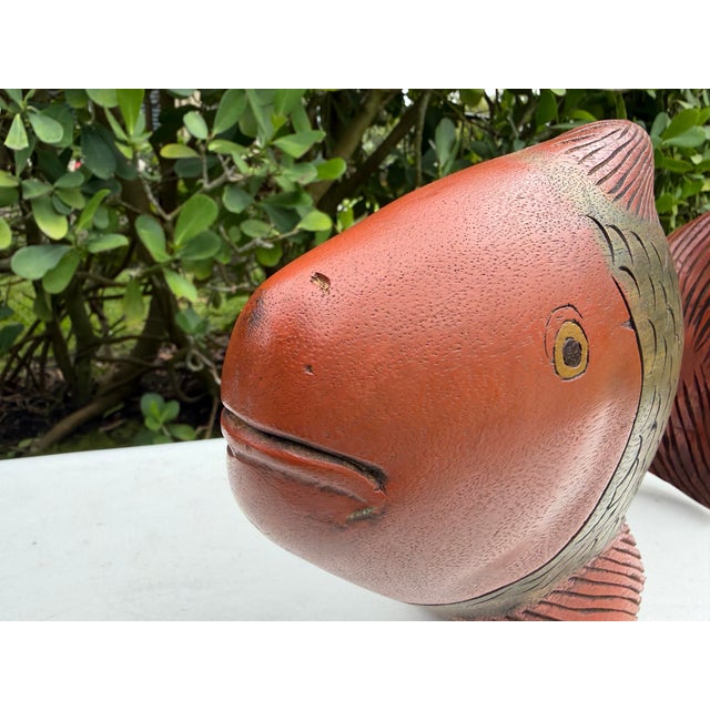 Wood Vintage Hand-Carved Folk Art Fish Sculpture For Sale - Image 7 of 12