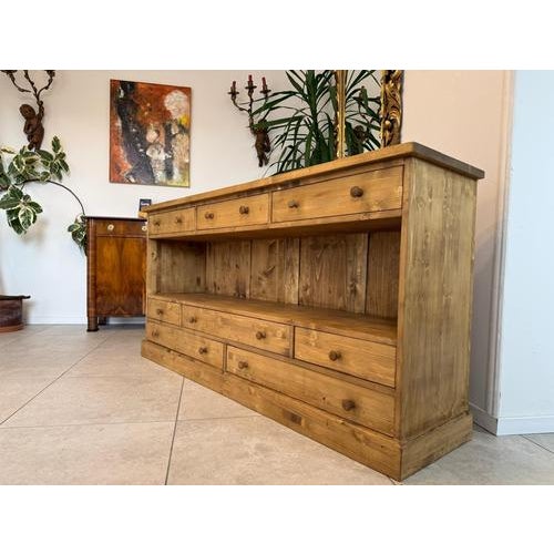 Rustic Eight-Drawer Chest of Drawers in Softwood For Sale - Image 3 of 10