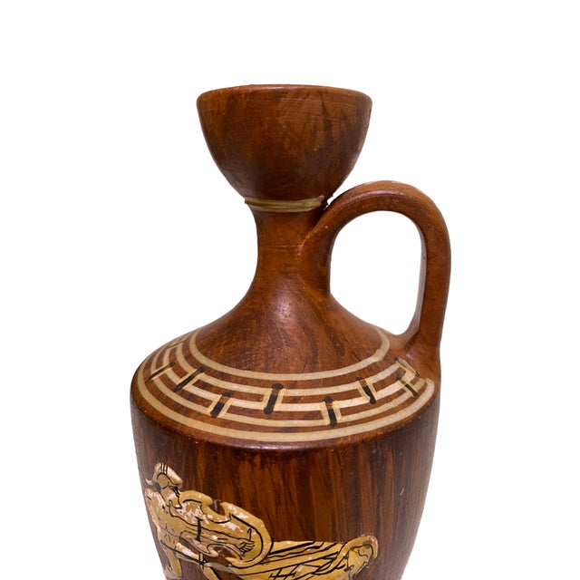 Mid 20th Century Greek Wood Lekythos by Contemporary 20th C. Greek Ceramist Amphora v. Pertacopoulos. For Sale - Image 5 of 10