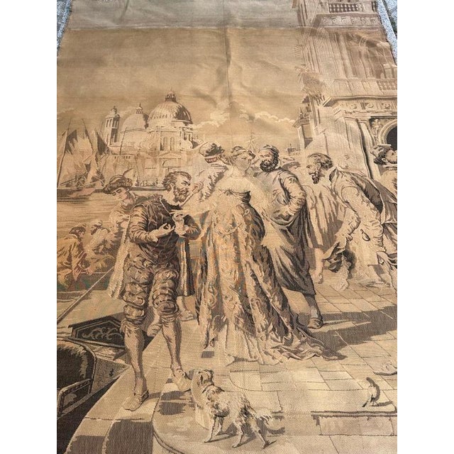 Elegant French tapestry from the early 20th century, woven on the jacquard looms in the traditional Aubusson style, This...