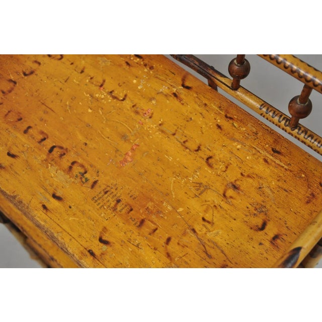 Antique English Victorian Burnt Bamboo Stick & Ball Small Bookcase Curio Shelf For Sale - Image 11 of 16