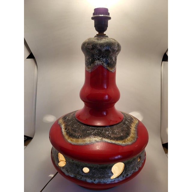 Vintage West German Red Ceramic Double Lighting, 1970s For Sale - Image 9 of 18