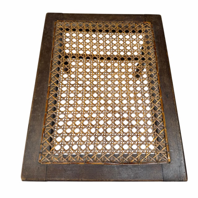 Wood Antique Walnut and Cane Spool Leg Footstool, Plant /Display Stand For Sale - Image 7 of 8