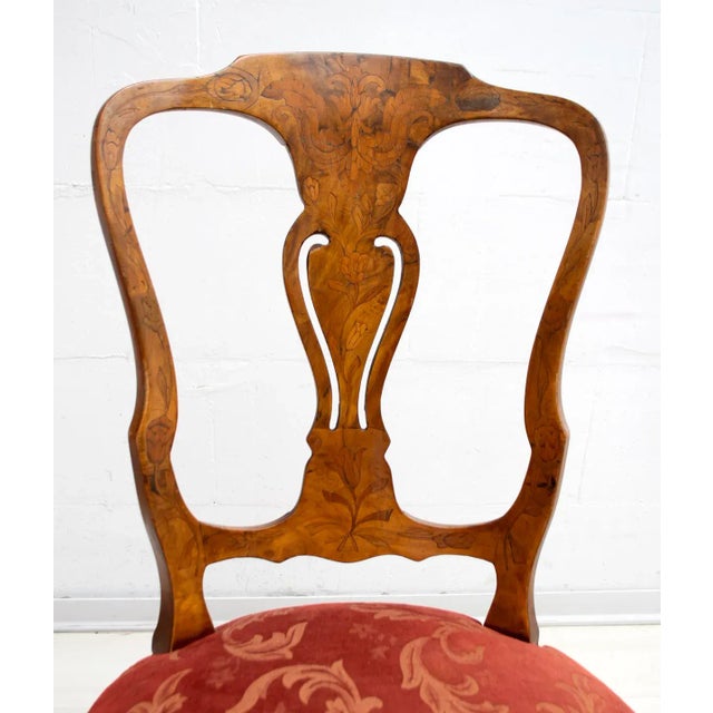 Antique Dutch Walnut and Maple Inlaid Dining Chairs, Set of 4 For Sale - Image 6 of 13