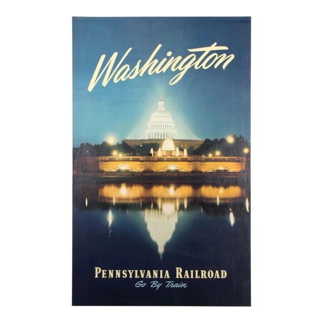 "Washington/ Pennsylvania Railroad/ Go by Train" Vintage Travel Poster, 1949 For Sale