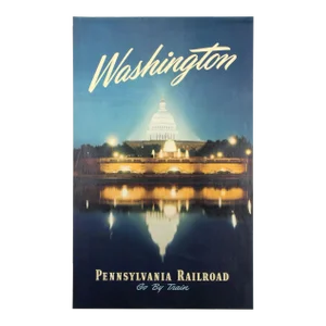"Washington/ Pennsylvania Railroad/ Go by Train" Vintage Travel Poster, 1949