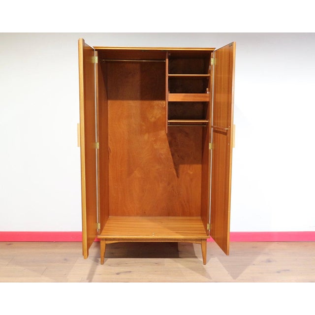 Brown Mid Century Modern Teak Wardrobe Armoire by Alfred Cox Danish Style For Sale - Image 8 of 15