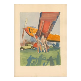 Milivoj Uzelac – Aviation – Original Art Deco Pochoir Sporting Print, 1932 For Sale