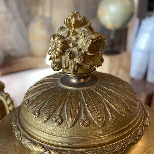 Gold Antique French Gilded Table Clock, 1800s For Sale - Image 8 of 9