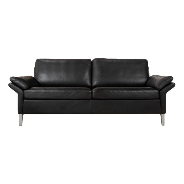 Model 3300 3-Seater Sofa in Black Leather from Rolf Benz For Sale