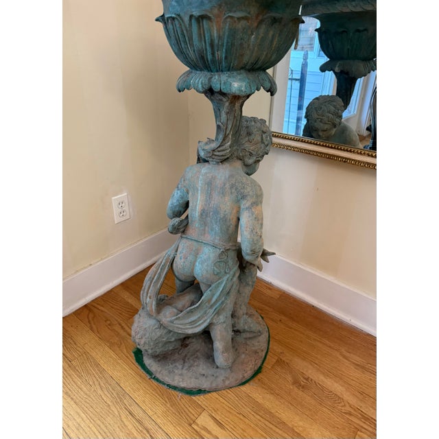 19th Century 19th Century Neoclassical Style Bronze Garden Urn Featuring a Boy With a Goat For Sale - Image 5 of 10