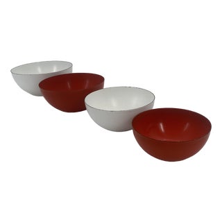 Enamelled Metal Shells by Kaj Franck for Finel, Finland, 1950s, Set of 4 For Sale