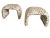 Vintage late 20th century waterfall ottomans that have been reupholstered in a zebra style light brown and off-white...
