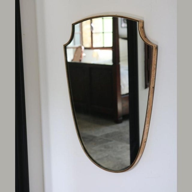 Mid-Century Italian Brass Crest Mirror with Beaded Frieze, 1950s-1960s For Sale - Image 11 of 11
