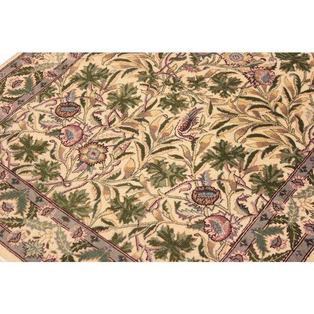 Shabby Chic Shabby Chic Pak-Persian Beige/Green Wool Rug - 3'2'' X 5'1'' For Sale - Image 3 of 9