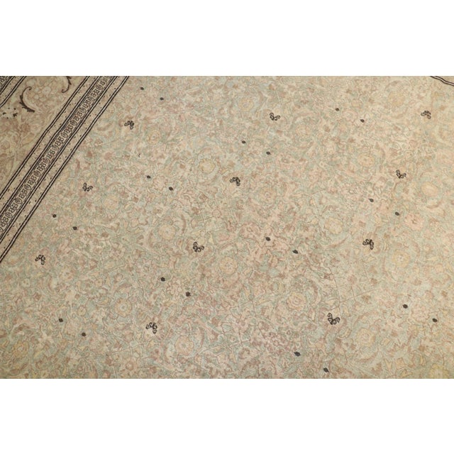 Zabihi Collection Light Green Elegant Antique Persian Tabriz Rug - 10'8" x 14'10" For Sale - Image 10 of 18