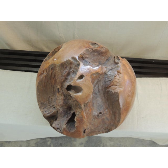 Large Round Decorative Wood Floor Ball For Sale - Image 4 of 6