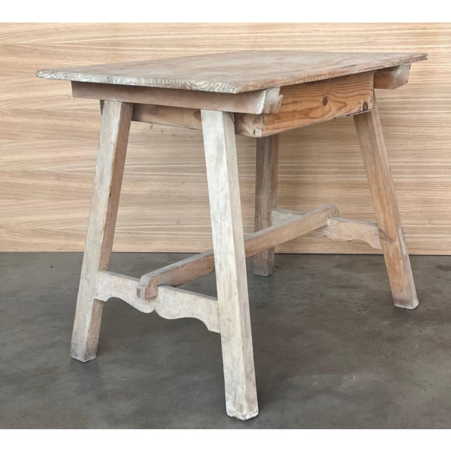 Brown Early 19th Century Spanish Baroque Bleached Side Table with Drawer For Sale - Image 8 of 18