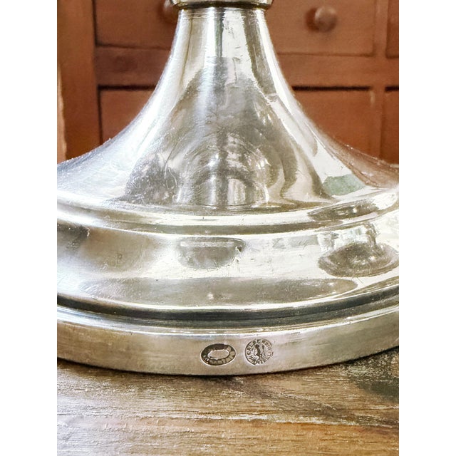 A lovely antique circa 1910s heavy silver plated pair of footed dessert servers or compotes from the Grand Hotel Ligure in...