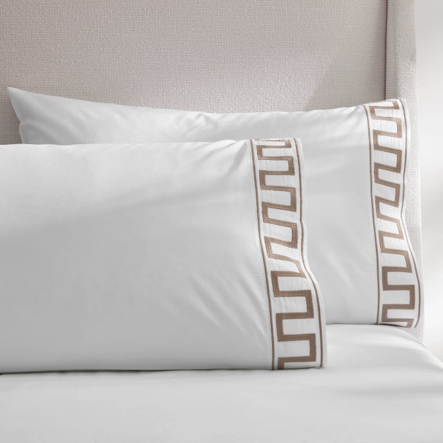 2020s Erin Gates x Kassatex Greek Key Standard Pillowcase, Set of 2 in Taupe For Sale - Image 5 of 7