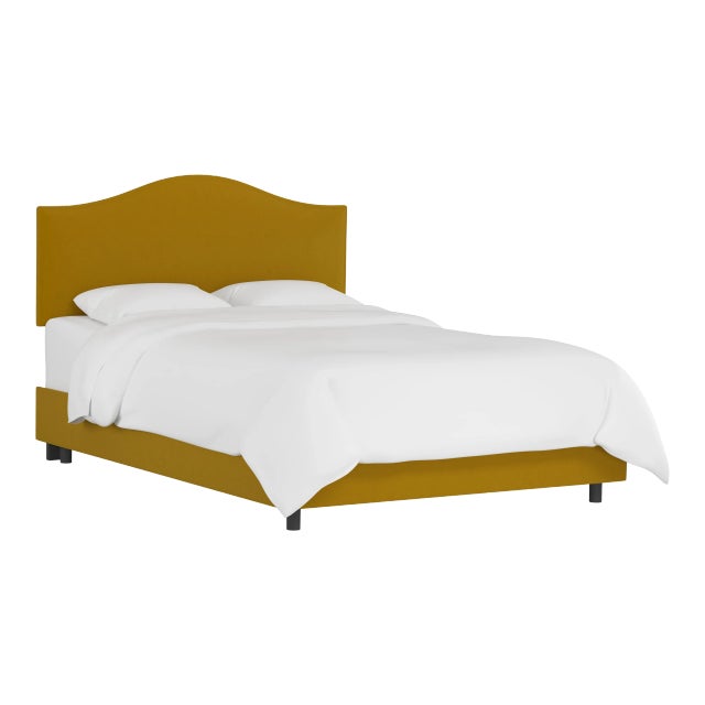 Kenmore Bed in Citronella Luxe Velvet, Queen For Sale