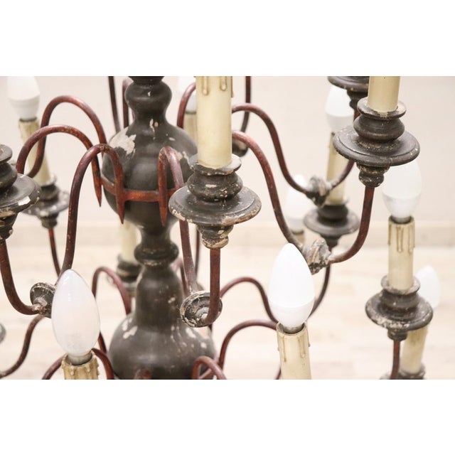 Large Chandelier in Wood and Iron, 1920s For Sale - Image 12 of 15