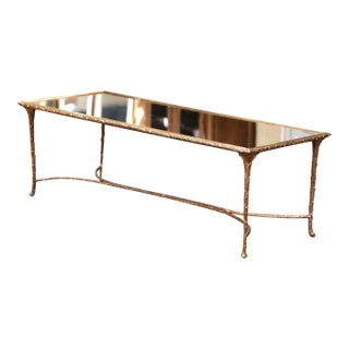 Maison Baguès Gilt Bronze Coffee Table With Mirrored Glass Top, Circa 1950 For Sale