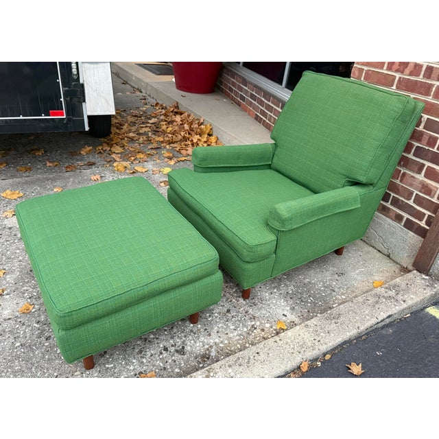 Mid-Century Modern 1970s Mid-Century Modern Green Chair + Ottoman (2pc Set) For Sale - Image 3 of 12