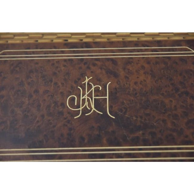1940s Large Hand Made Parquetry Inlaid Wood Cigar Humidor For Sale - Image 4 of 13