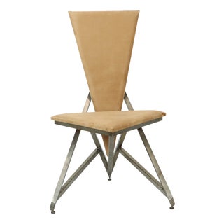 Handmade Chair in Metal and Velvet, 1960s For Sale
