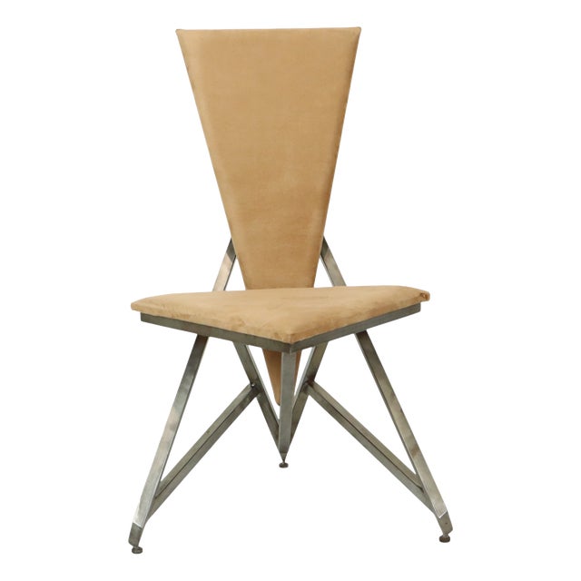 Handmade Chair in Metal and Velvet, 1960s For Sale