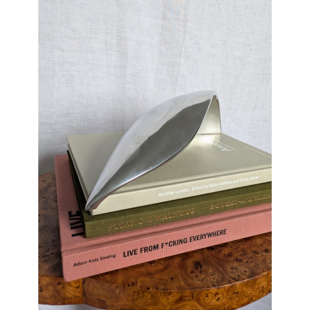 Vintage Brushed Chrome Metal Catch All, 1980s For Sale - Image 11 of 12