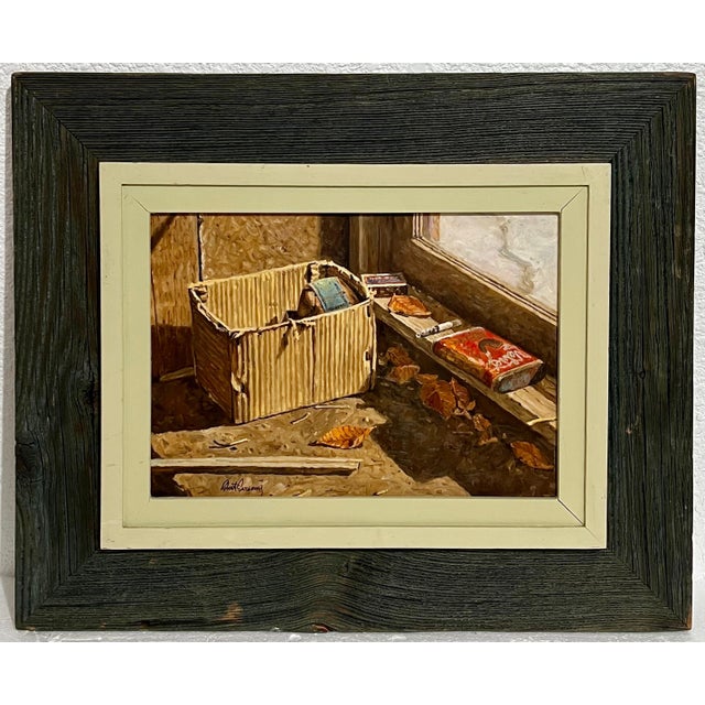 Robert Sarsony, Vintage Americana Oil Painting, "Paper Box" Robert Sarsony, Aca Gallery For Sale - Image 11 of 11