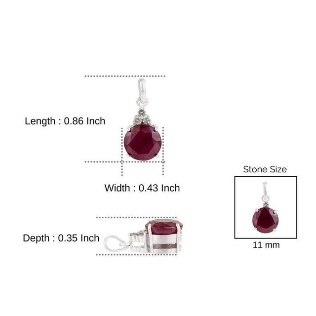 Petite Natural Ruby Diamond Solitaire Pendant for Her For Sale - Image 9 of 12