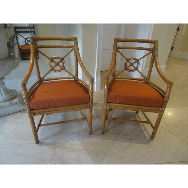A great pair of probably the most popular chairs in Mcguires line. These have great color and the ring on the back is...