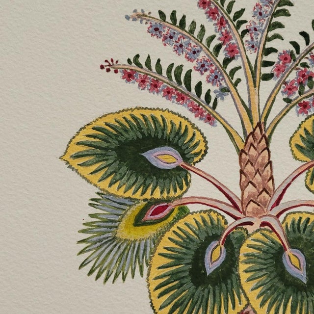 Palm Tree Acrylic Papintings on Paper, Set of 4, by Cynthia Geyer For Sale - Image 4 of 5