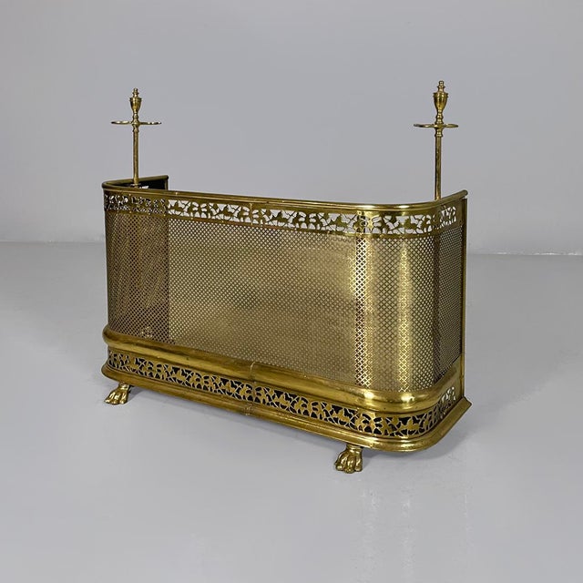 19th Century Italian Fireplace Screen in Brass, 1930s For Sale - Image 4 of 18