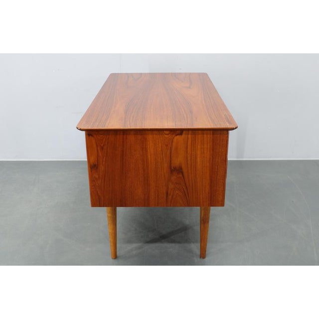 Brown Mid-Century Modern Danish Teak Writing Desk with Oak Legs, 1960s For Sale - Image 8 of 18