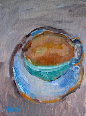 Tea Cup Still Life, Original Oil Painting