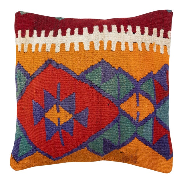 20"x20" HandWoven Kilim Cushion Cover. Accent Pillow. Vintage Throw Pillow Cover For Sale