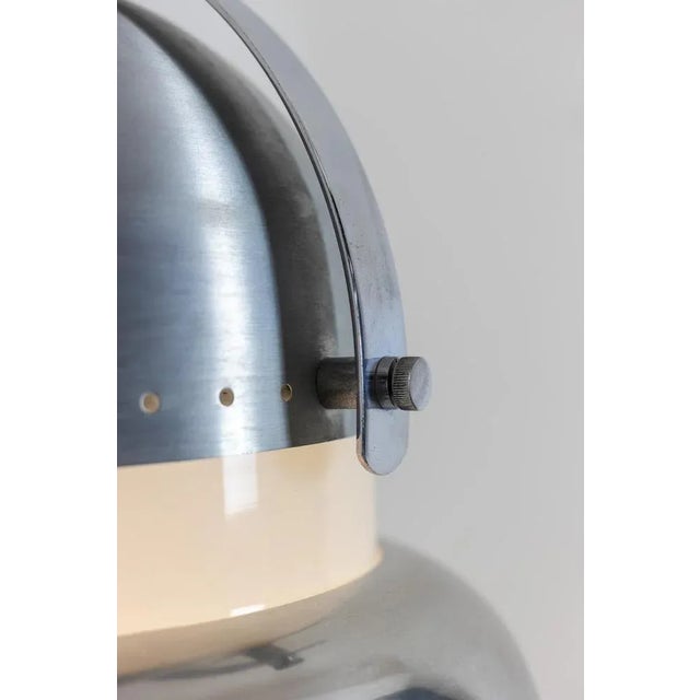 Industrial Style Pendant Light in Brushed and Opaline Metal, 1970s For Sale - Image 6 of 13