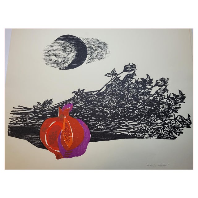 Antonio Frasconi, Still Life with Pomegranate, 1964, Woodcut For Sale