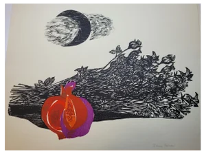 Antonio Frasconi, Still Life with Pomegranate, 1964, Woodcut