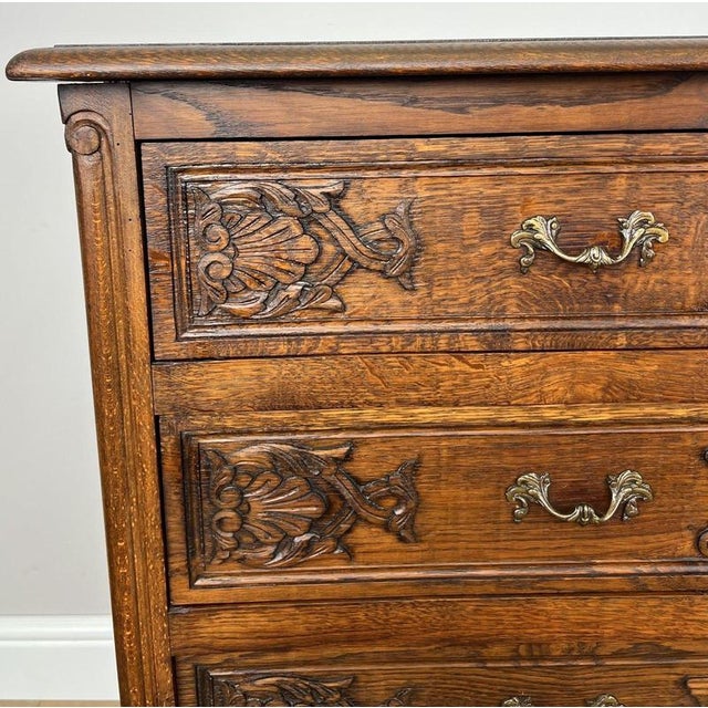 Vintage French Louis Style Oak Chest of 3 Drawers For Sale - Image 5 of 16