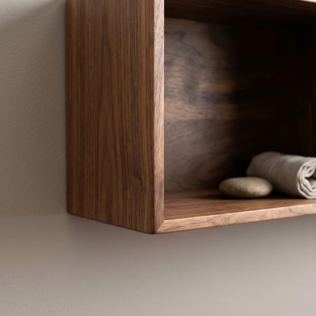 Brown Arcuno Solid Walnut Floating Nightstand For Sale - Image 8 of 11