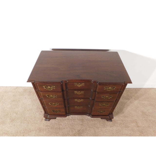 Wood Ethan Allen Dark Cherry Goddard Style Chippendale Dresser Chest Nightstand For Sale - Image 7 of 15