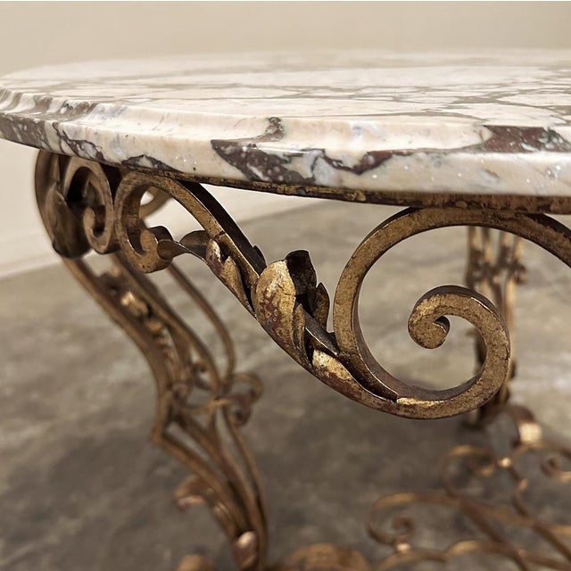 Italian Gilt Iron Régence Style Oval Marble Top Coffee Table For Sale - Image 12 of 17