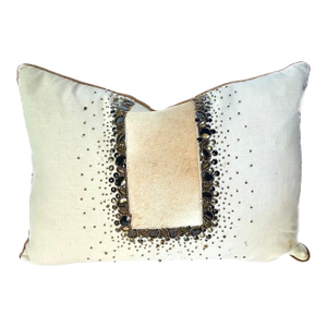Vintage Cowhide & Mica Bead Pillow